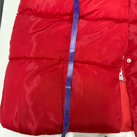 NWT Women's Long Red Puffer Coat with Hood - Size M - Picture 4 of 8